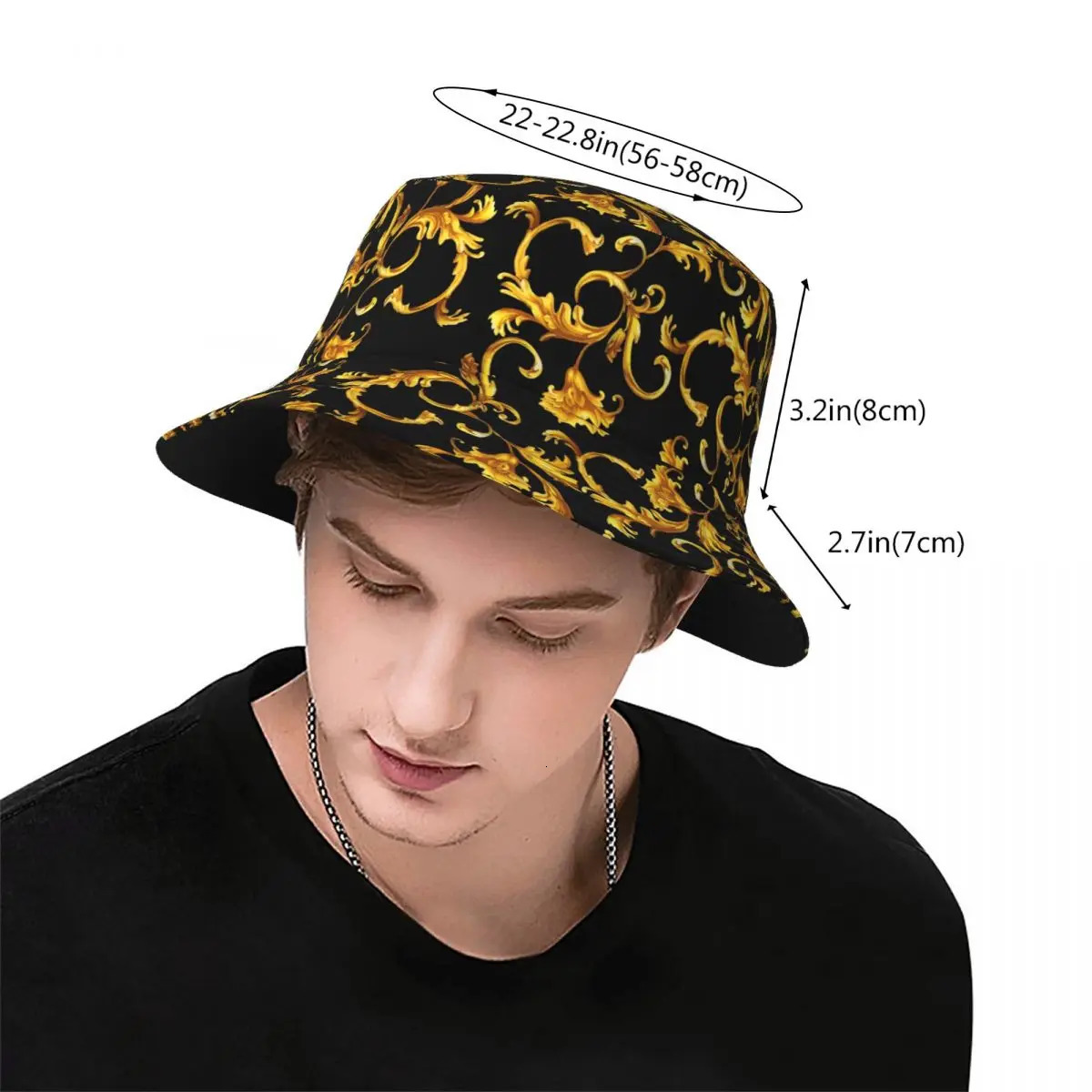 Woman Men Bob Hat Gold Baroque Bucket Hats Caps Birthday Gift Idea 250227