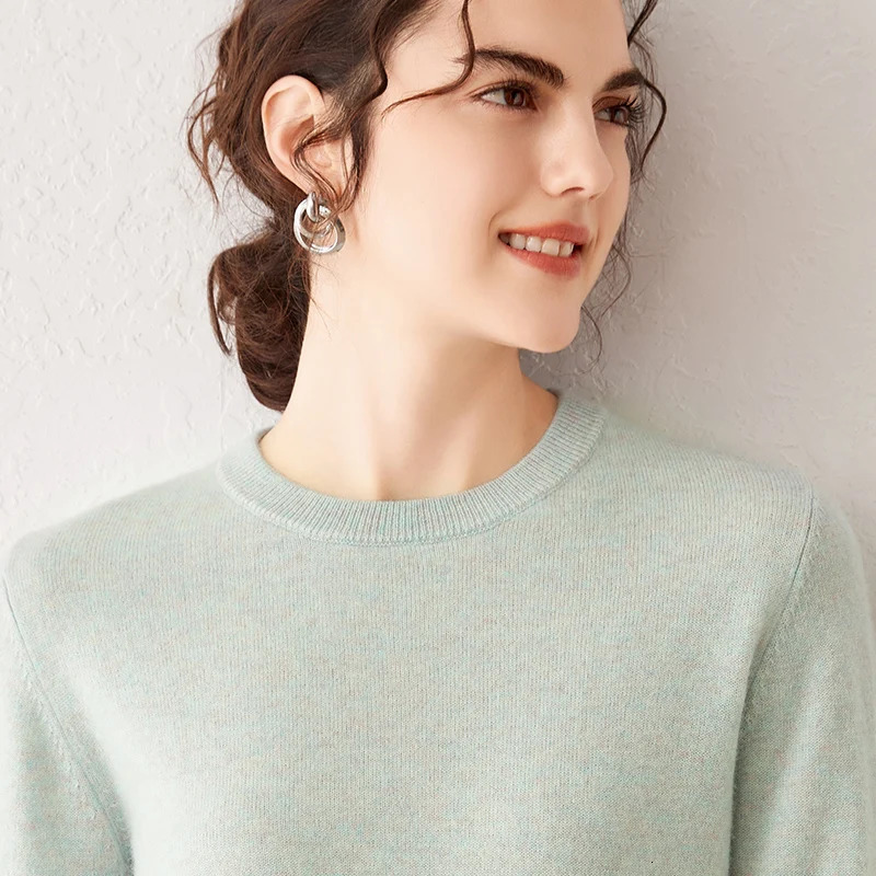 100% Goat Cashmere Sweater Round Neck Sweater Womens Autumn And Winter Loose Knit Pullover With Casual Bottoming Casual Top 250227