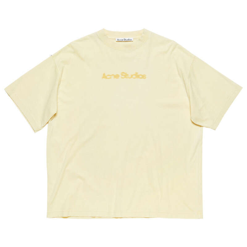 Trendy AC Fading Blur Printed Water Washed Vintage Vuntage Light Luxury Men's and Women's Loose Short sleeved T-shirt