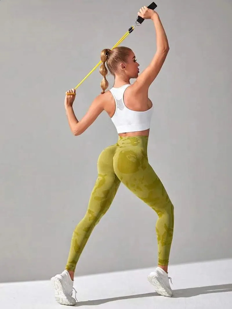 Camo Leopard Seamless Leggings Women Sport Yoga Pants Knitted Workout Fitness Gym Scrunch Leggings Active Running Wear 250226