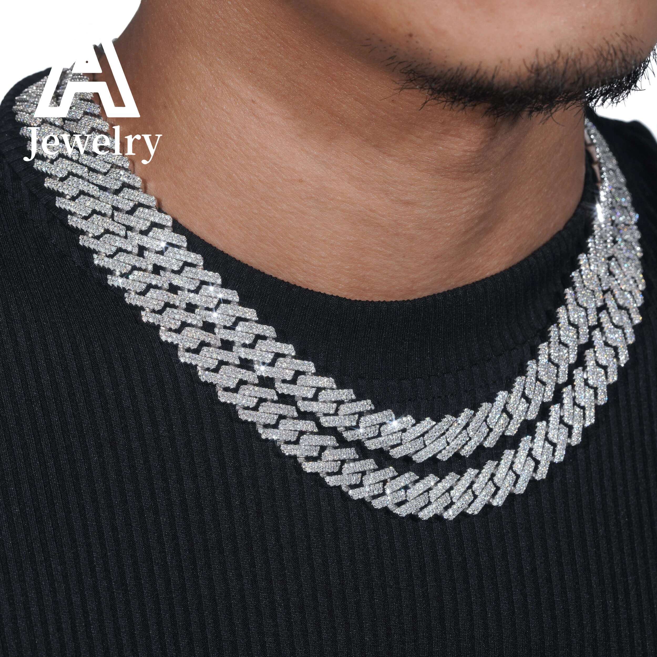 ced out Miami hip hop jewelry moissanite dia k chain 12mm s cuban necklace bracelet