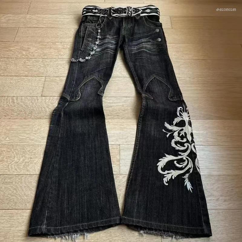 Men's Jeans Retro Double Waisted Lace Up Micro Flared Women Pants Streetwear Y2K Washed High-quality Design Sense Men And