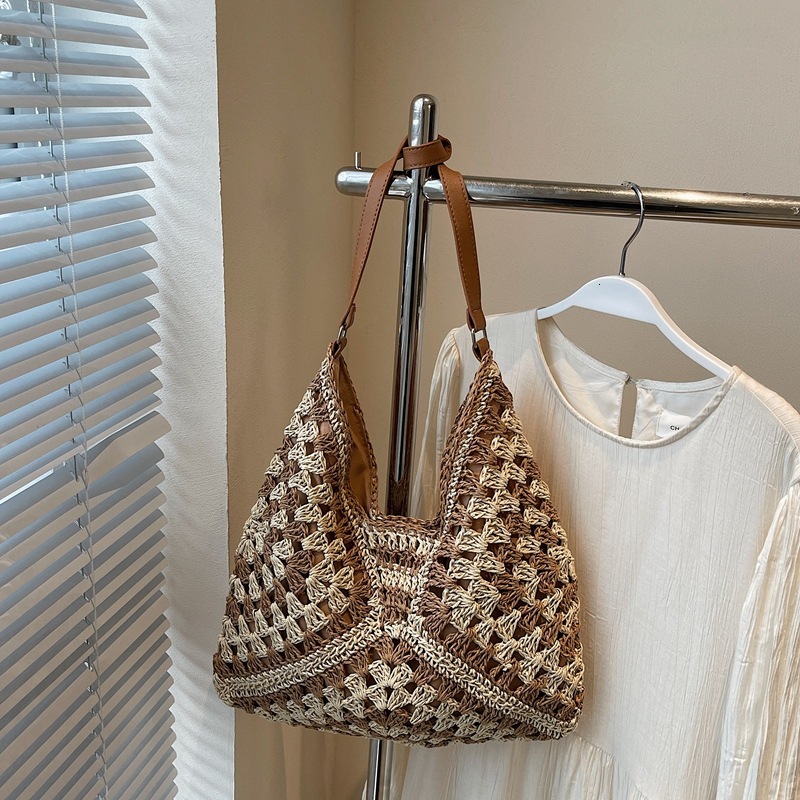 Lazy style woven tote big for women in spring and summer 2025, new large capacity shoulder bag, vacation beach bag #swissmilitary