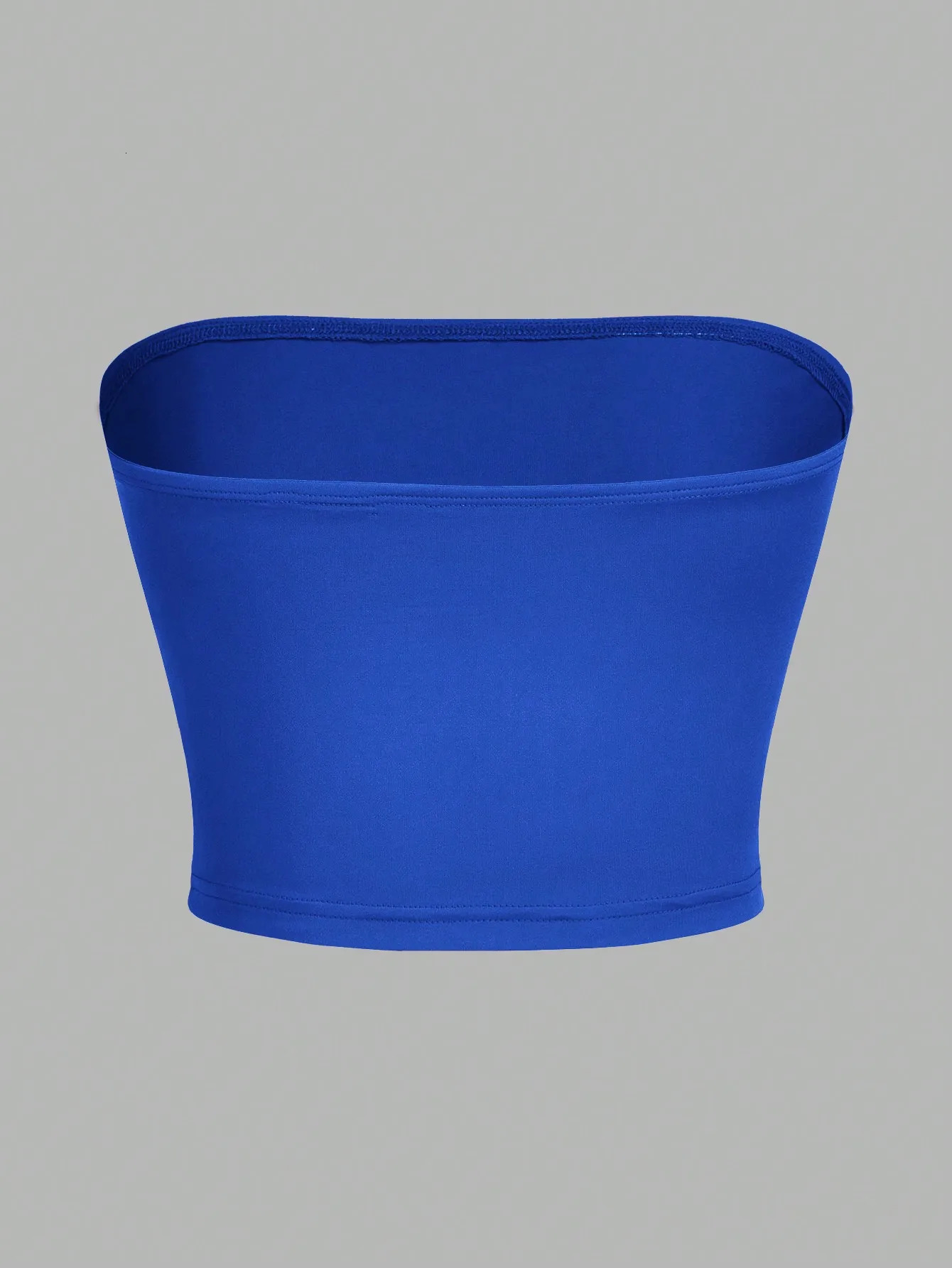 Womens strapless vest sleeveless crop womens flat mouth navy blue chest circumference party top 250224Z