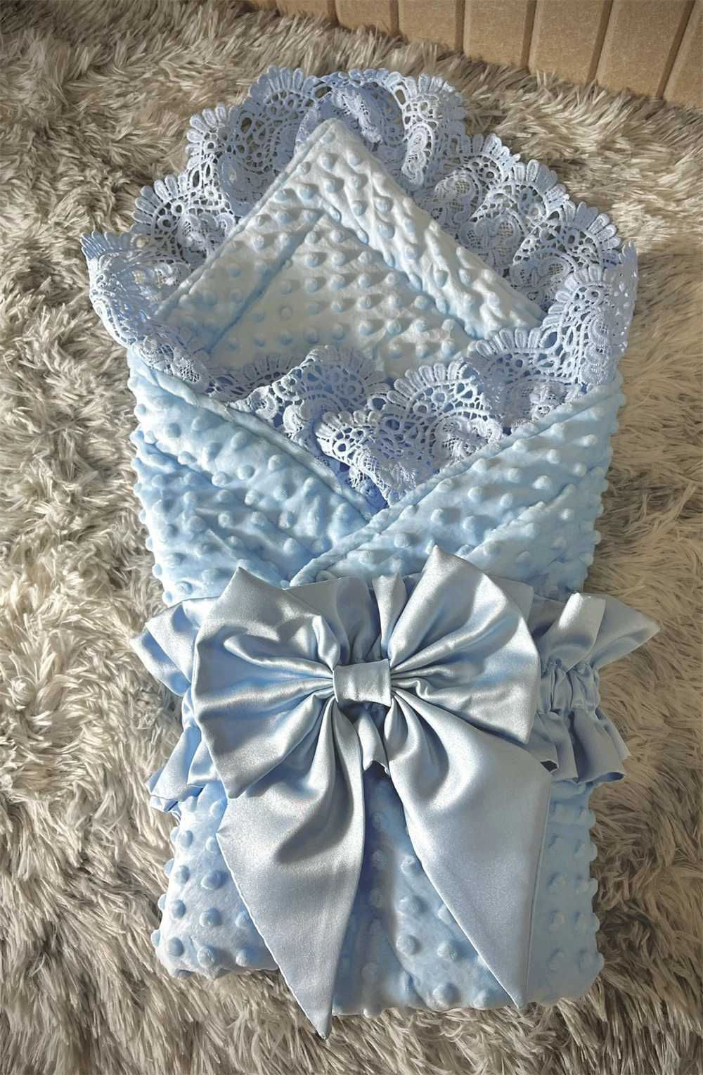 Baby Winter Swadle Blanket Boys and Girls French Lace Basic Reception Blanket Super Soft Newborn Registration Form Sleep Packaging Z250228