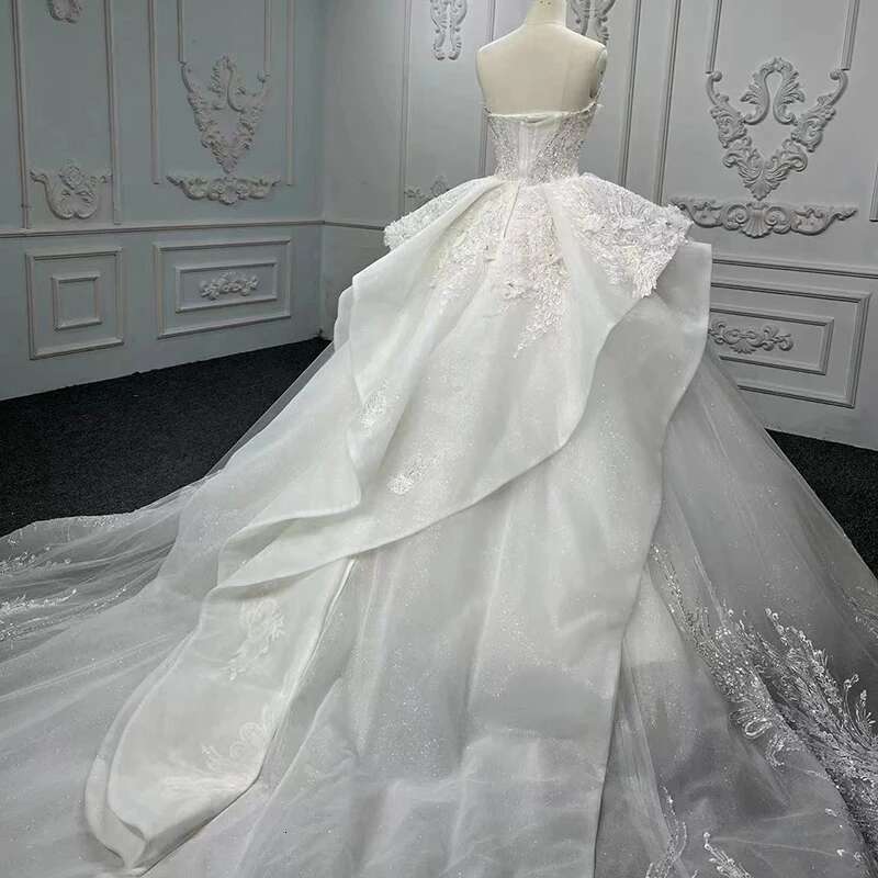 First Rate Dresses Women Organza Custom Strapless Ball Gown Wedding Dress For Bride Zipper Robe