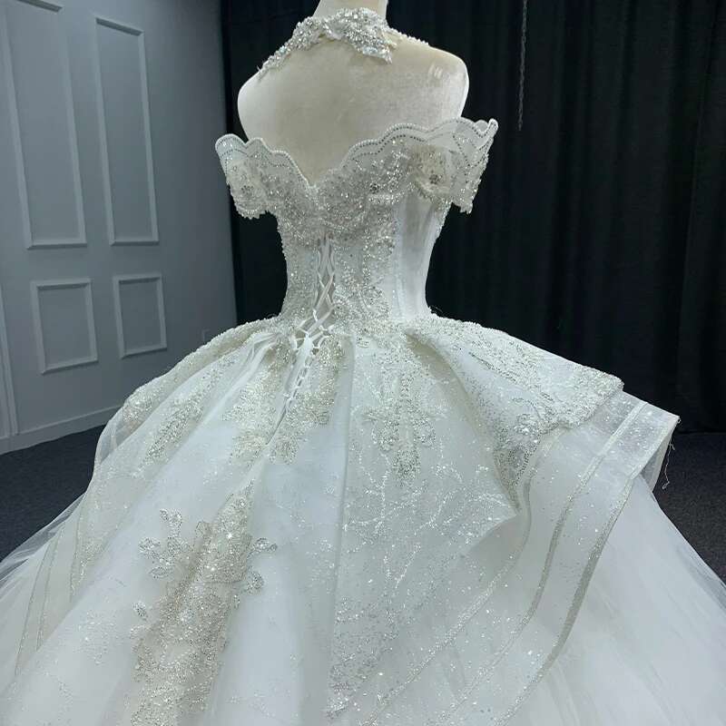 exquisite organza up to the floor spoon custom dresses for women pearls wedding dress