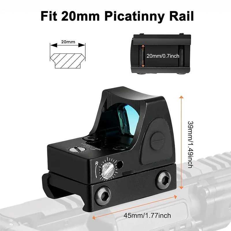 Mini RMR Red Dot Sight Collimator Rifle Reflex Sight Scope fit 20mm Weaver Rail Airsoft / Hunting Rifle Triangle x Dot x X250228