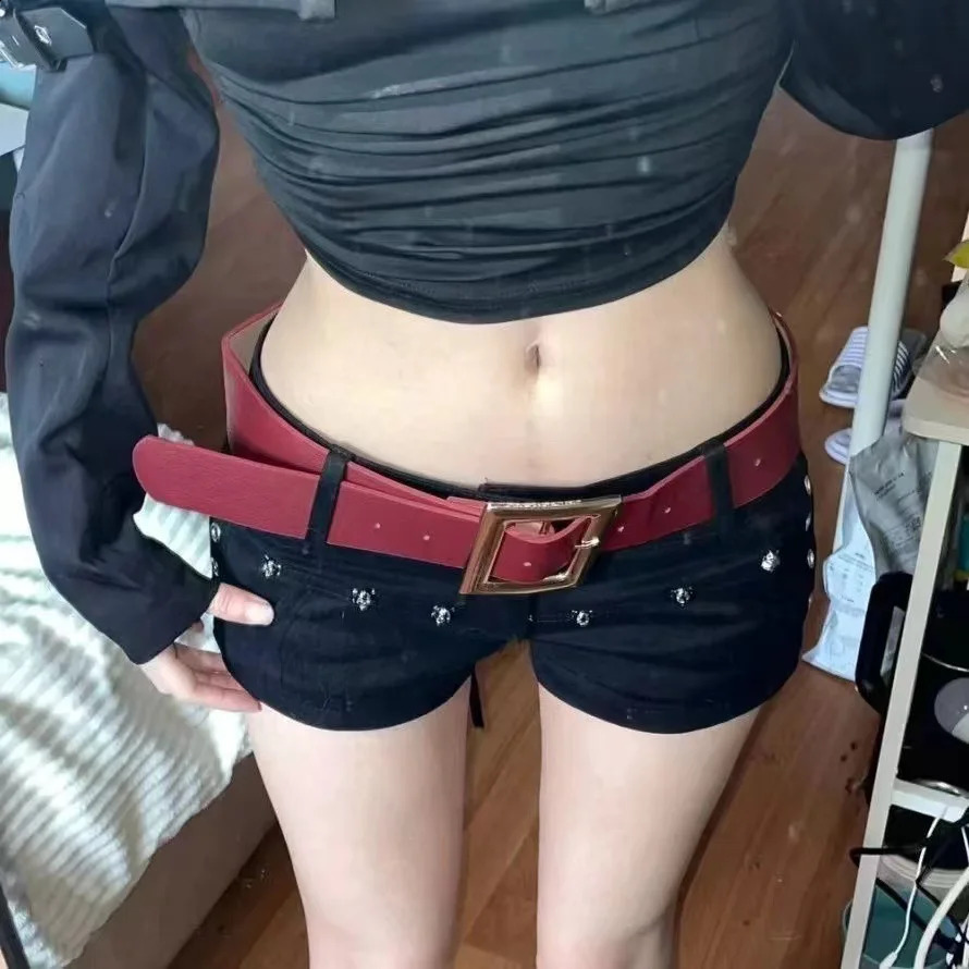 Y2K Skinny Creativity Short Fashion High Street Daily Personality Sexy American Retro Pocket Vintage Female Clothes 250228Z