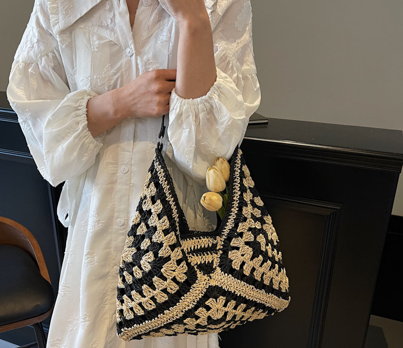 Large Capacity for Women New Summer Seaside Vacation Straw Woven Versatile Commuter Single Shoulder Tote Bag #swissmilitary