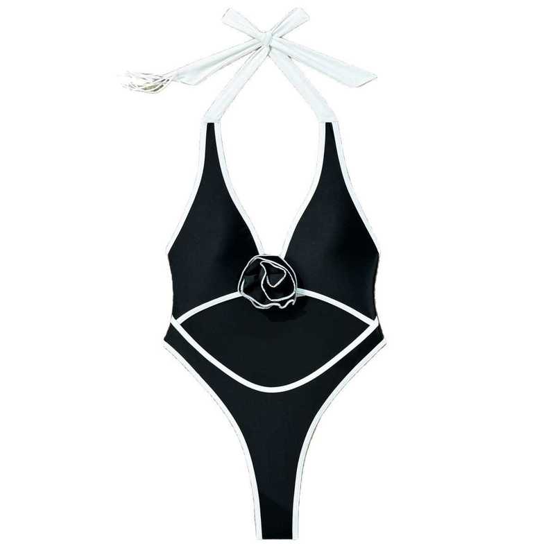 Women's Sexy Swimwear new one-piece swimsuit women's bikini 3D three-dimensional flower women's swimsuit bikini