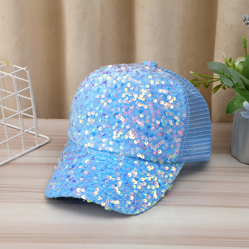 Korean version of the sunscreen sun hat children gradient sequins duck tongue hat ins tide hundred with baseball cap girls net cap wholesale