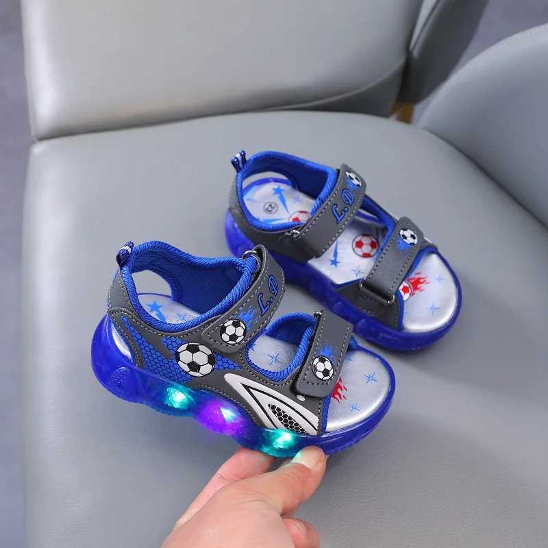 Kids Glowing Light Beach Shoes Childrens Shining Light Soft Bottom Sandals Kids LED Light Shoes Little Boys Sandals With Lights W250228