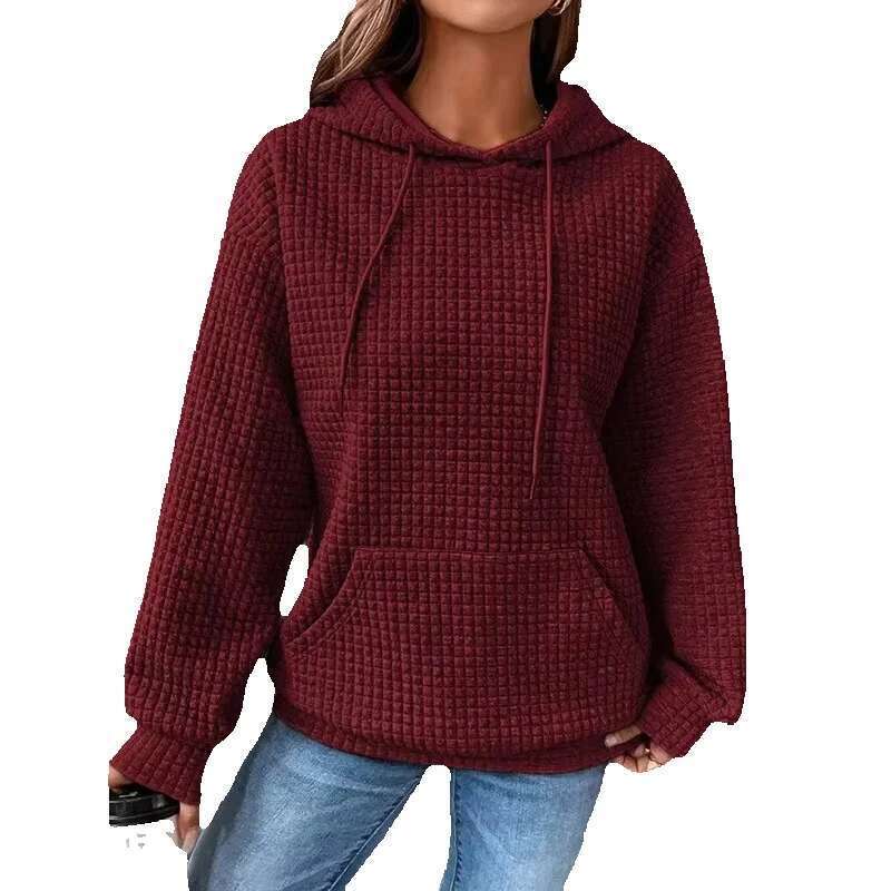 New Style Women High Quality Walf Checks Sport Sweatshirt Autumn Winter Long Sleeve Sold Color Hoodie Support Custom