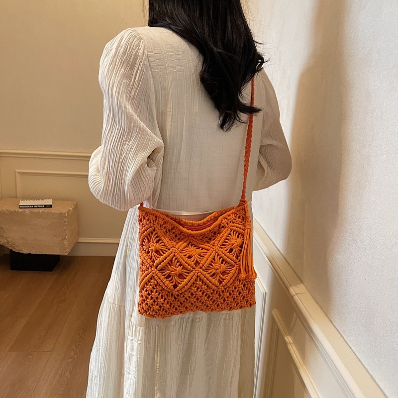 Ethnic style handmade cotton thread woven for spring summer 2025 new beach shoulder bag, fashionable and versatile crossbody women's bag #swissmi