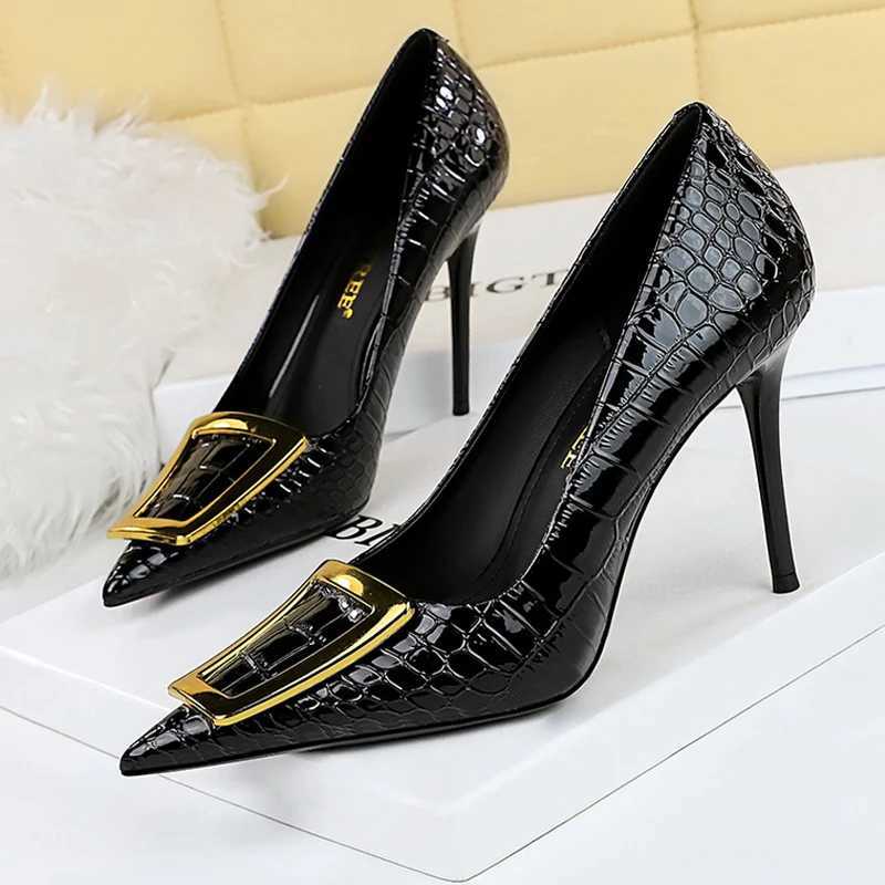 New Arrival BIGTREE Shoes Women 10 Cm Metal Buckle Ladies Pumps Luxury Womens Banquet Shoes Stilettos High Heels Women Sexy Party Shoes T250228