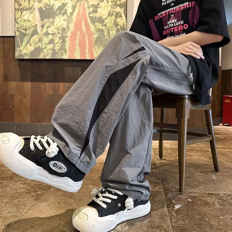Autumn Casual Pants Loose Straight Versatile Trendy Charge Pants Hong Kong Style Teen Sports Trousers for Men 250227