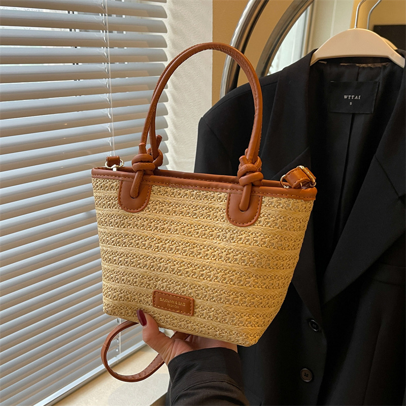 Summer beach 2025 new seaside vacation handbag niche design bucket woven crossbody bag #swissmilitary