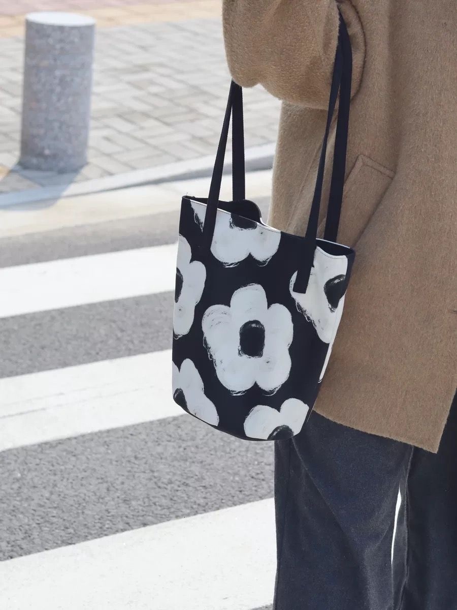Oxford cloth three-dimensional bucket bag, summer travel handbag, oil painting flower versatile, large capacity, high-end single shoulder bag #swissmi