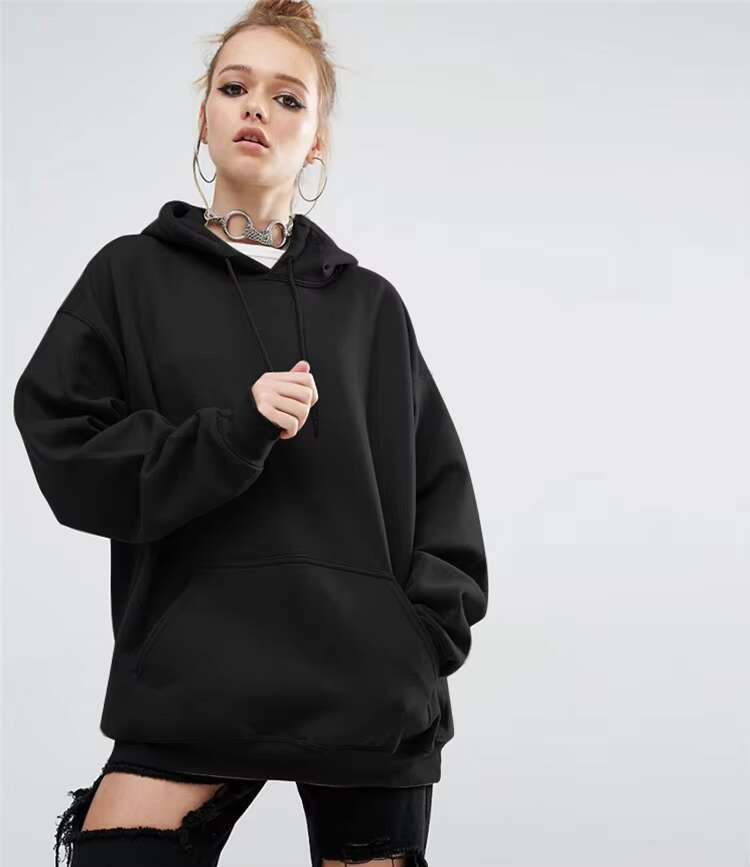 Wholesale Women Quality Cotton Sweatshirt Pullover Solid Color Custom Womens Hoodie Embroidered