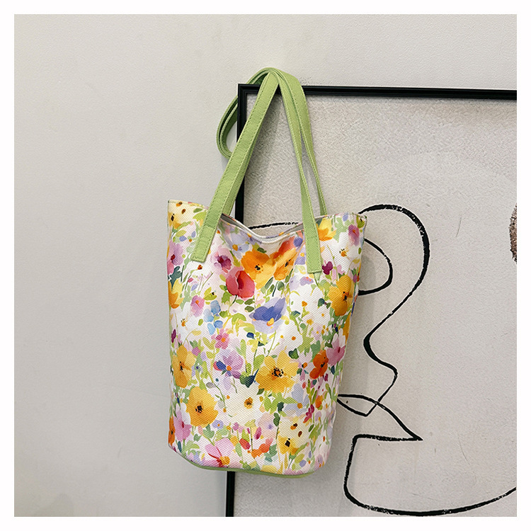Oil painting flower versatile large capacity high-end shoulder women's three-dimensional bucket bag, summer travel handbag #swissmilitary