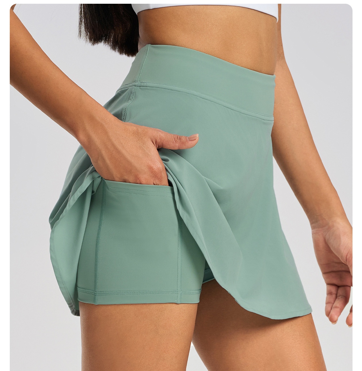 2025--High-Waisted Athletic Skirt for Women - Breathable Yoga and Fitness Culottes A-Line Women's Tennis Short with Non-Skid Design - Moisture-Wi