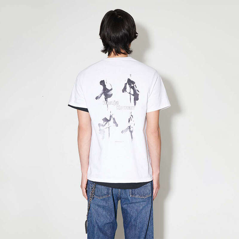 Our Legacy Black and White Film Letter Printed Vibe New Small Collar Short sleeved T-shirt from a niche fashion brand