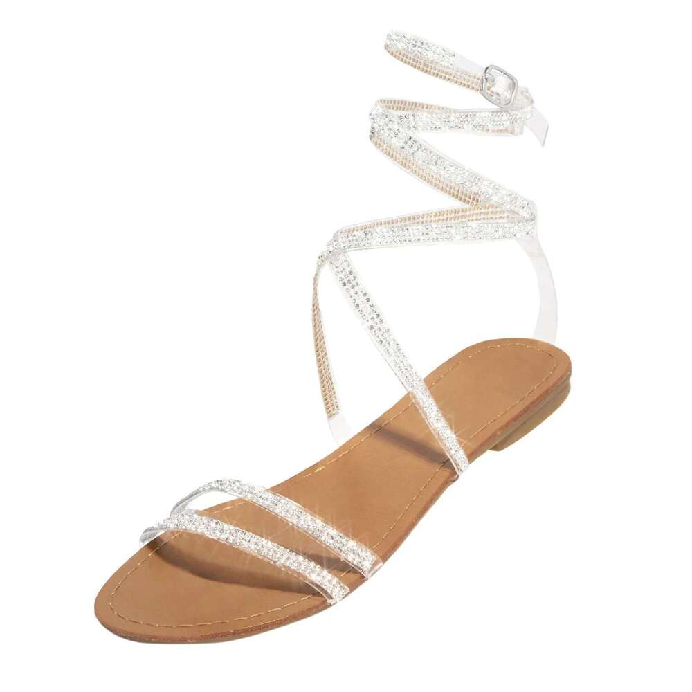 Summer Ladies Fashion Casual Sandals Retro Crystal Fairy Style Shoes Light Thong Flat Slippers atos Mujer Tendencia