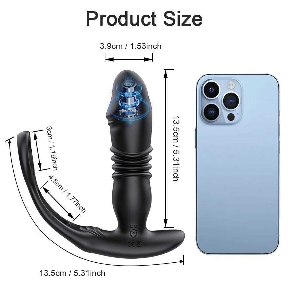 Male Thrusting Prostate Massager Bluetooth APP Vibrator for Men Gay Anal Plug Wireless Remote Butt Plug Sex Toy for CouplesW250228