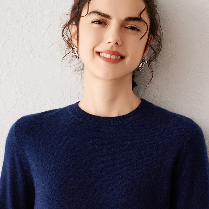 100% Goat Cashmere Sweater Round Neck Sweater Womens Autumn And Winter Loose Knit Pullover With Casual Bottoming Casual Top 250227