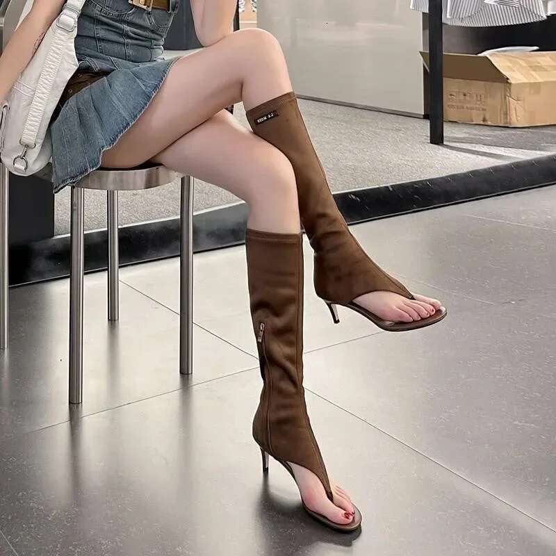 SandalsSexy Stiletto Heel Long Slim Shoes Fashion Elegant Pinch Toe Banquet Women Boots New Versatile Trendy Sandals