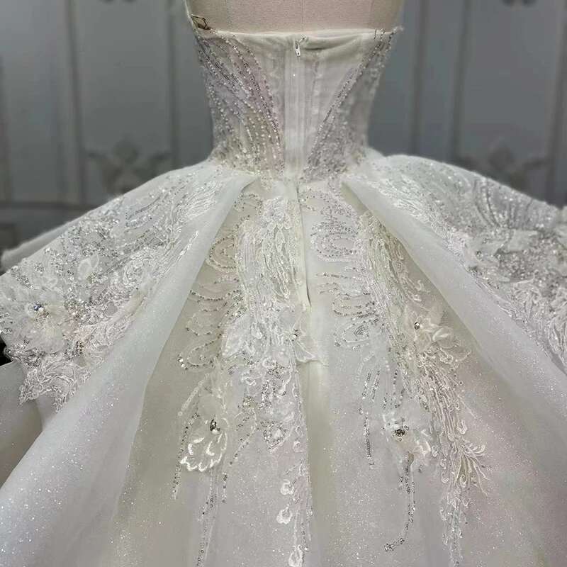 First Rate Dresses Women Organza Custom Strapless Ball Gown Wedding Dress For Bride Zipper Robe