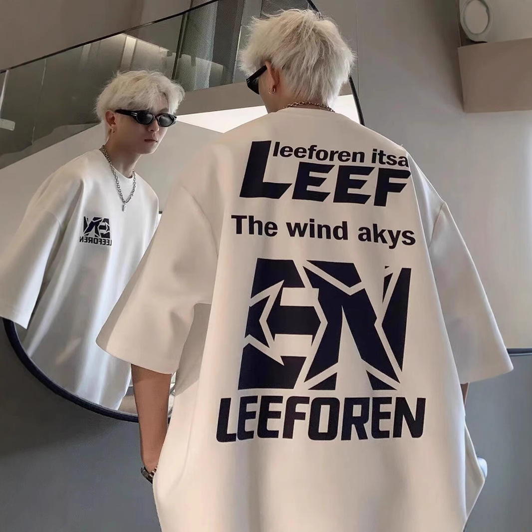 Designer's High-quality Pure Cotton High Street Short Sleeved Men's Summer Fashion Brand Printed T-shirt Loose Top Baidu Men's T-shirt
