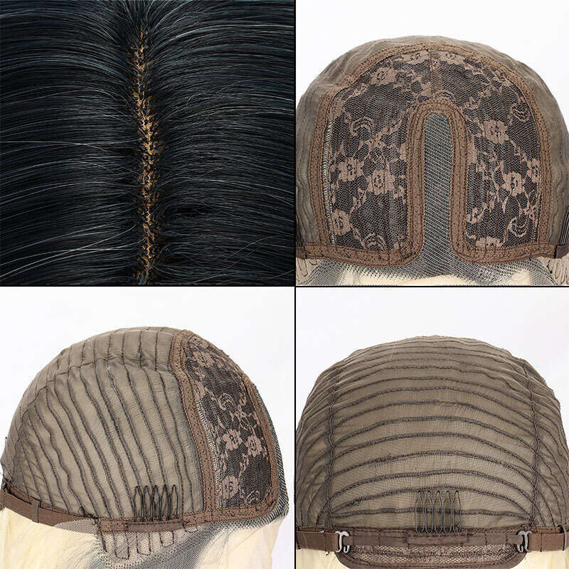 HD Front Lace Wig Front Lace Wig Women S Mid Length Straight Synthetic Full Head Cover Lace Wig Black Gradient Gold