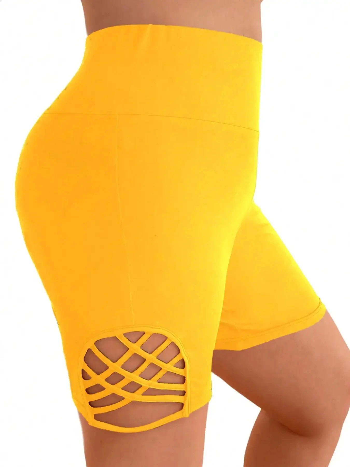 selling Plus Size Highwaisted Hiplifting Side Stripe Sports Fitness Slim Sexy Yoga Shorts 250228Z