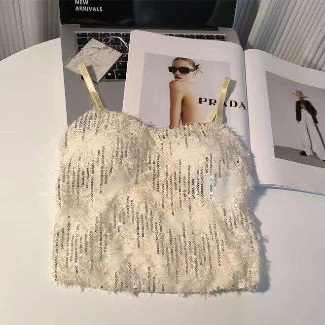 Xiaoxiangfeng sequins pure desire sexy camisole vest for women, worn internally externally, with chest cushion wrapped around the chest, beautiful bac