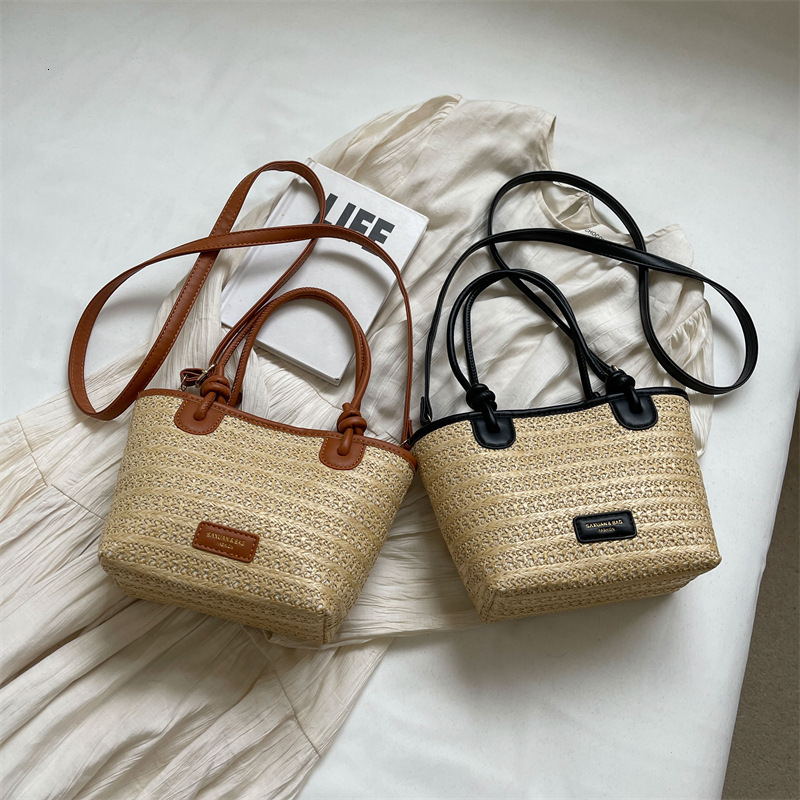 Summer beach 2025 new seaside vacation handbag niche design bucket woven crossbody bag #swissmilitary