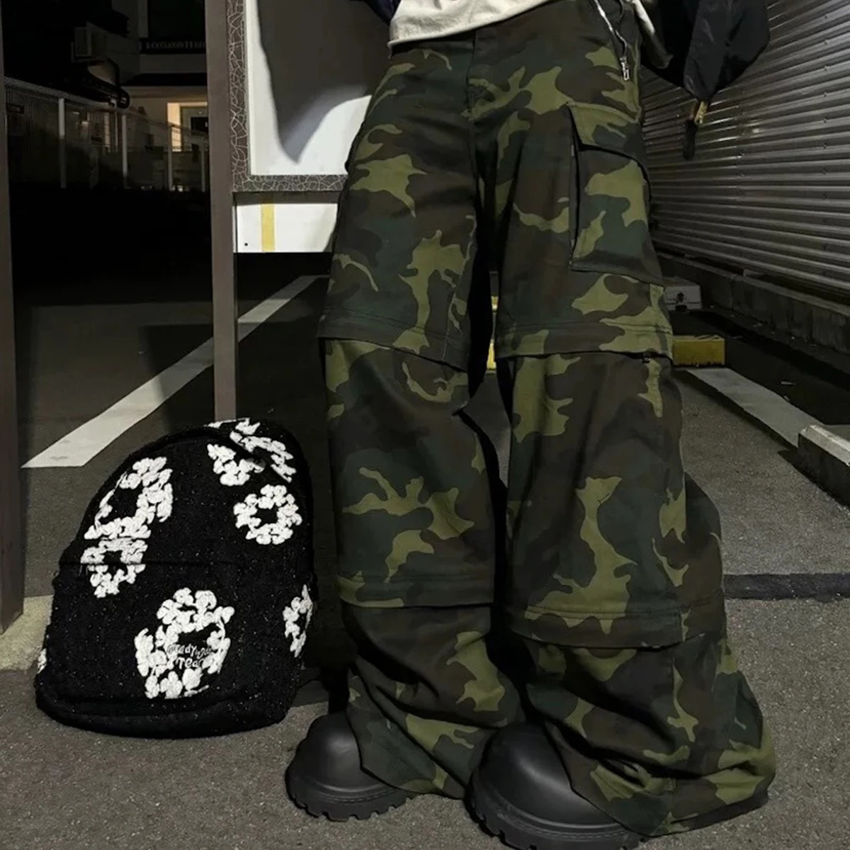 Color Match Multi-pockets Camouflage Cargo Pants for Men and Women Streetwear Patchwork Baggy Overalls Wide Leg Loose Trousers 250226