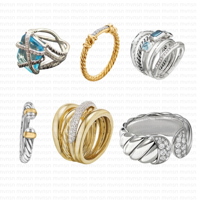 NEW Ring Designer Cable rings For Women man Twisted Sapphire connected five Rings Braided Fashion Jewelry Cross Classic Wire Vintage Engagement gift
