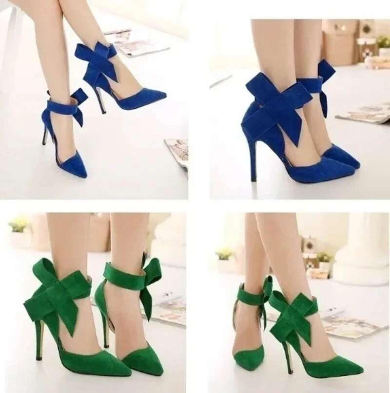 Women Pumps Fashion Bow High Shallow Classic Pointed Toes Heels Stilettos Empty New Jazz Dance Wedding Shoes