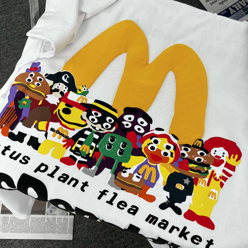 CPFM Co branded M Photo Smiling Face Burger Fun Family Foam Print Versatile Short Sleeve T-shirt Trendy Brand VTG