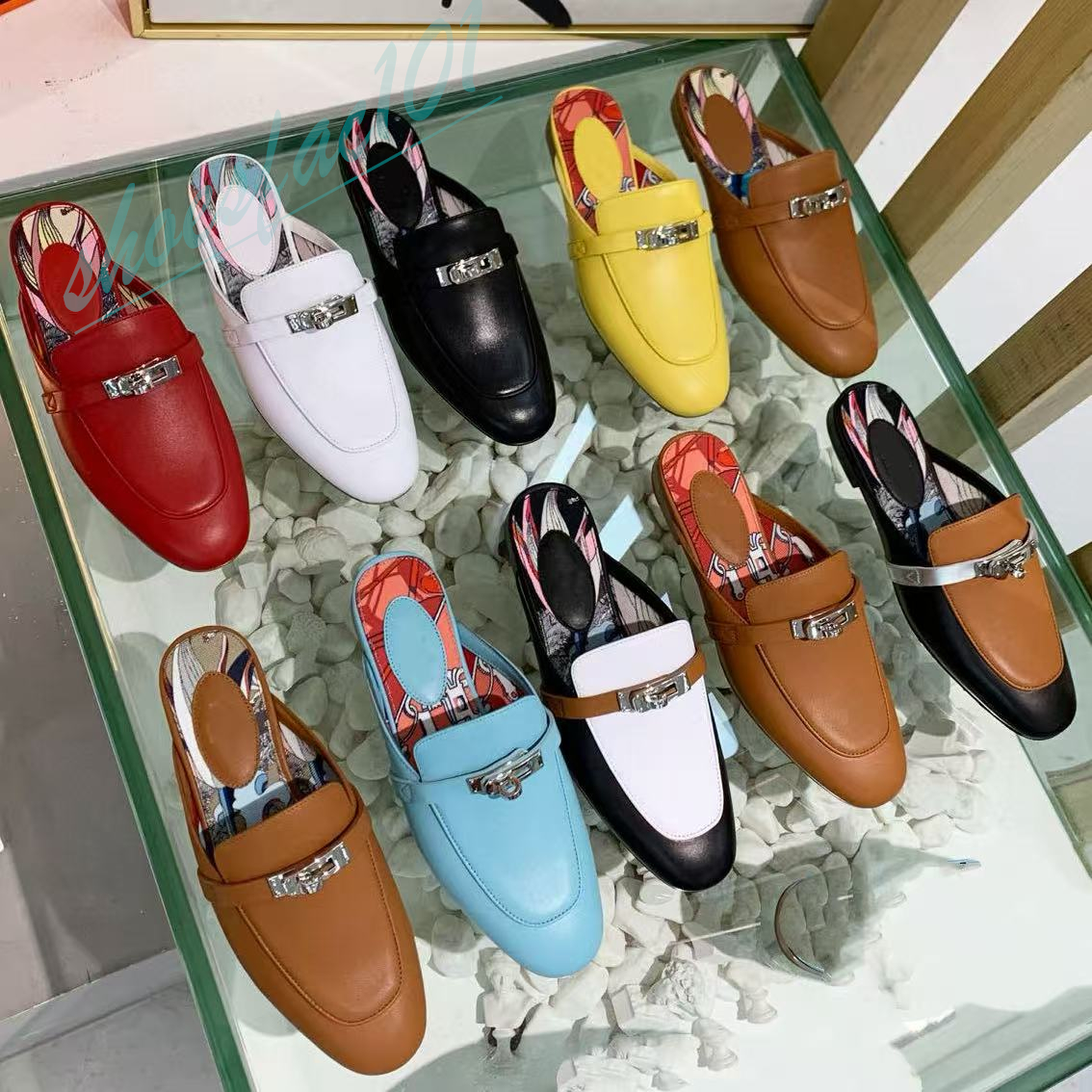 Female leather slippers 100% authentic leather top quality classic designer slippers slide luxury new colour summer Spring jacquard printing canvas flat slipper