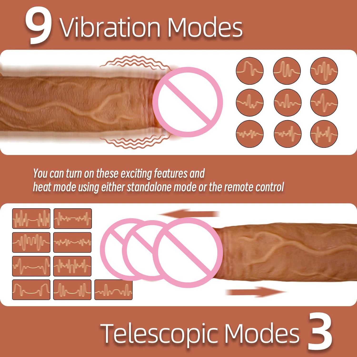 Realistic Dildo penis vibrator heated Telesic rooster silent dick butt plug mature female anal plug fake penis sex toyW250228