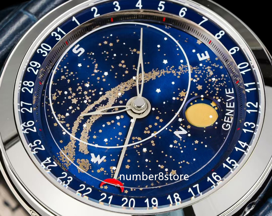 6102P Astronomical Watch 9015 Automatic Blue Dial Stainless Steel Sapphire Crystal Luxury Wristwatch Water Resistant