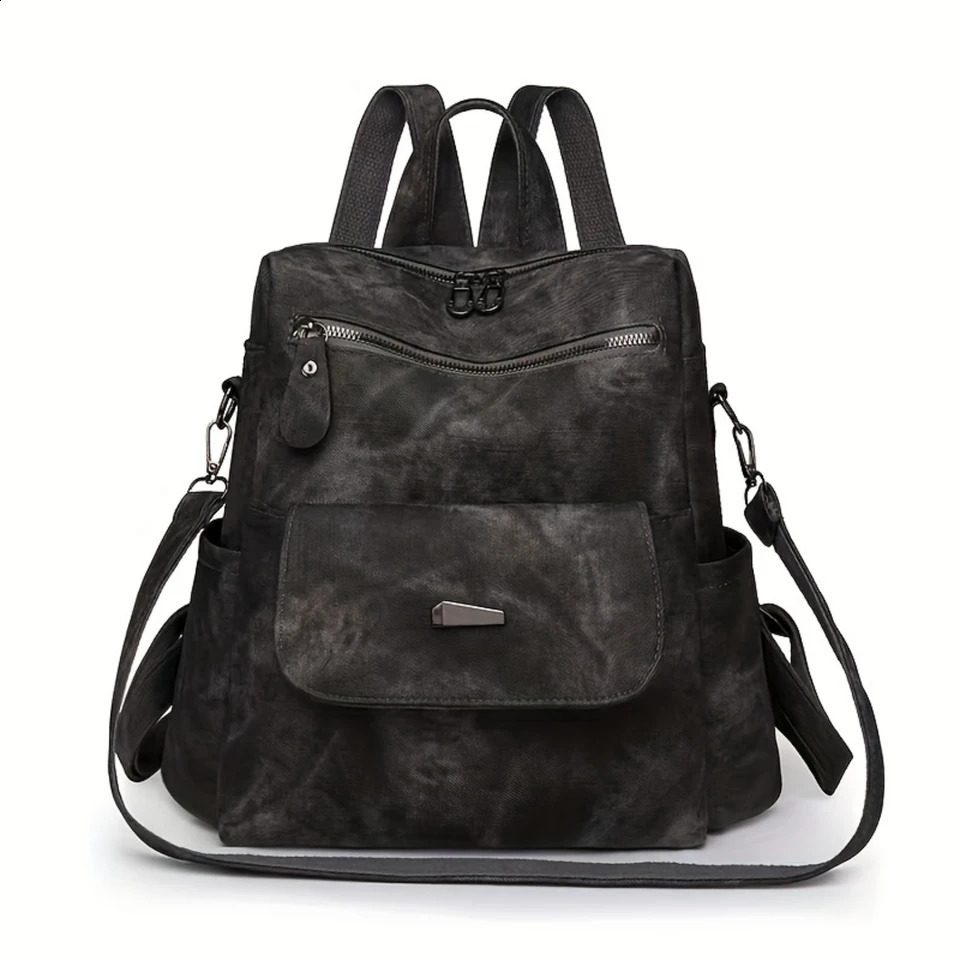 Ship from US Vintage PU Leather Backpack Purse Stylish TwoWay Bag for Women Teens Spacious Versatile Daypack Travel Work Scho 250304FBB