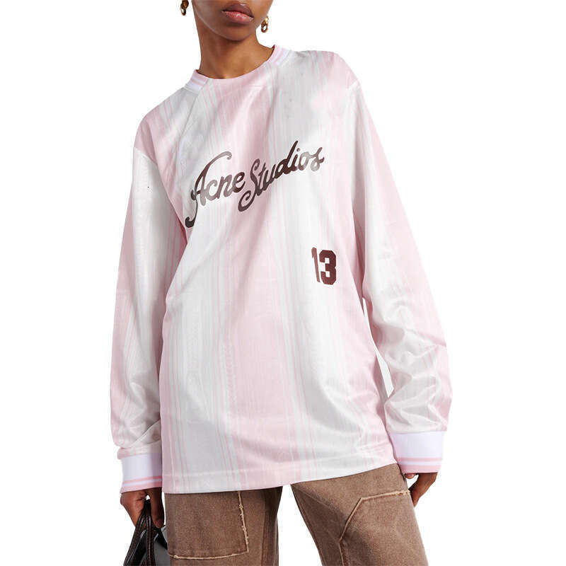 New Y2K personalized streetwear letter printed long sleeved sports top satin T-shirt 202