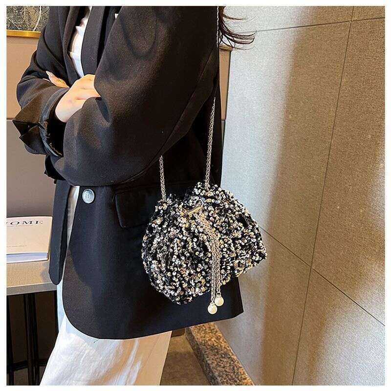 Women's Bags Fashionable and Personalized Sequin for Women in New Korean Version Bucket Stylish Shoulder Trendy Crossbody Dinner Bag