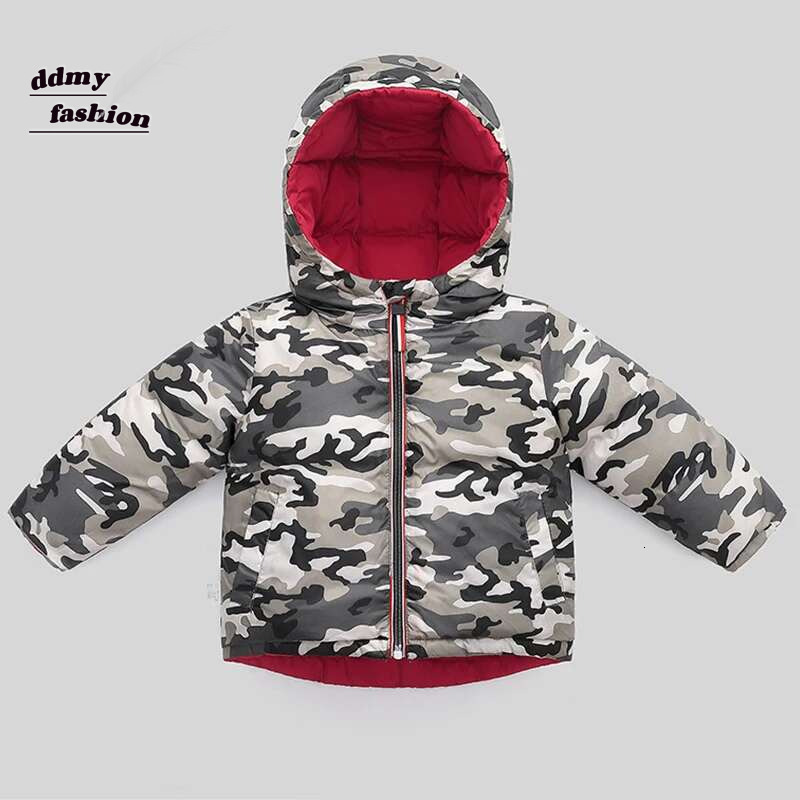 Ddmyshoesvip Children S Winter Camouflage Down Cotton Jacket For Boys Aged Girl S Fashion Double Sided Padded Coat Kids Hooded Outerwear