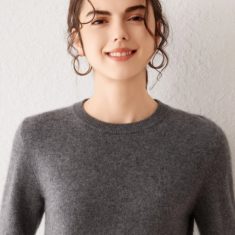 100% Goat Cashmere Sweater Round Neck Sweater Womens Autumn And Winter Loose Knit Pullover With Casual Bottoming Casual Top 250227