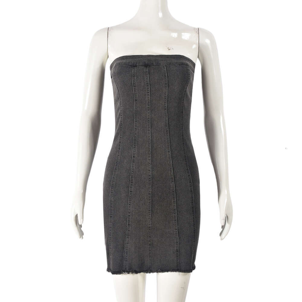 9220DD Nazada denim skirt, spring summer, European and American sexy backless wash water wrapped chest dress, women's 2025 temperament versatile 